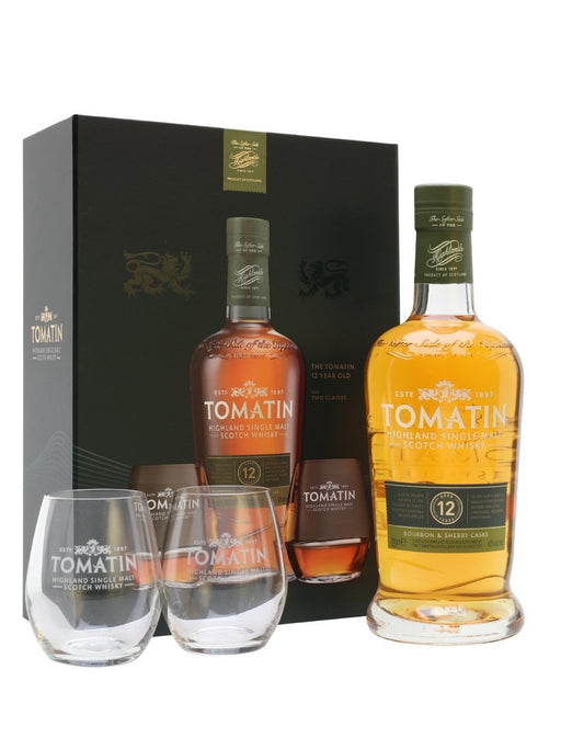 Tomatin 12 Year Old + Glasses Gift Pack 700ml